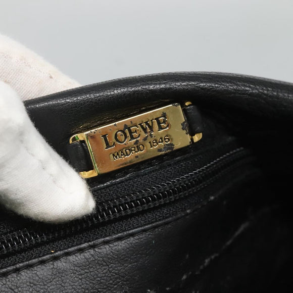 LOEWE Shoulder Bag Leather Black Gold Auth 127349