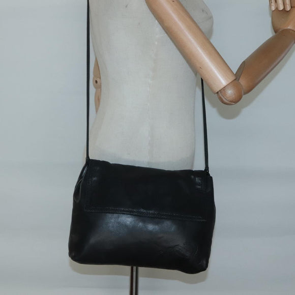 LOEWE Shoulder Bag Leather Black Gold Auth 127349