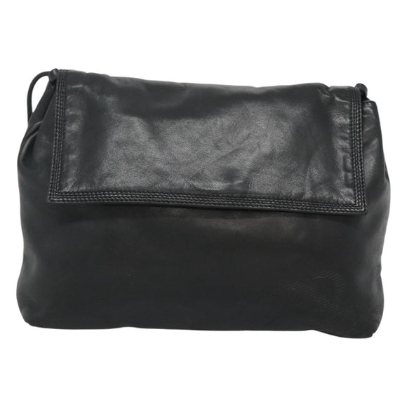 LOEWE Shoulder Bag Leather Black Gold Auth 127349