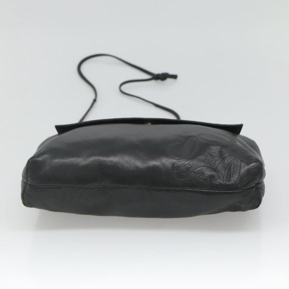 LOEWE Shoulder Bag Leather Black Gold Auth 127349