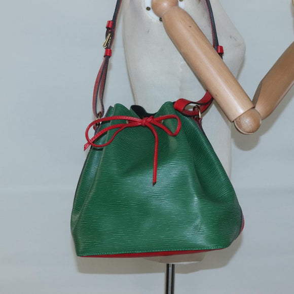 LOUIS VUITTON Epi Petit Noe Shoulder Bag Bicolor Green Red M44147 LV Auth 127353