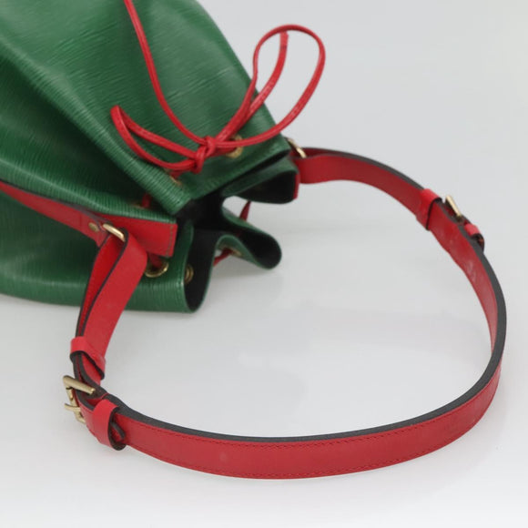 LOUIS VUITTON Epi Petit Noe Shoulder Bag Bicolor Green Red M44147 LV Auth 127353