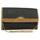 Christian Dior Honeycomb Canvas Chain Shoulder Bag PVC Black Gold Auth 127369-1