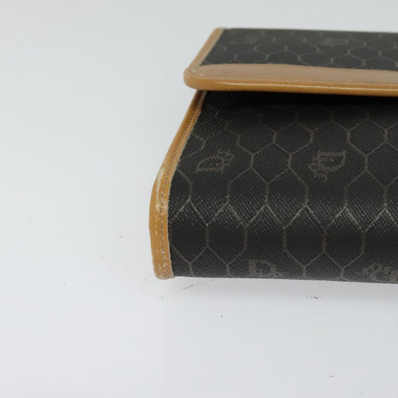 Christian Dior Honeycomb Canvas Chain Shoulder Bag PVC Black Gold Auth 127369