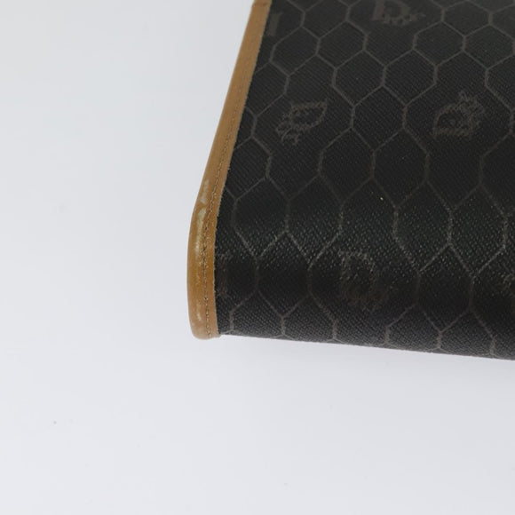 Christian Dior Honeycomb Canvas Chain Shoulder Bag PVC Black Gold Auth 127369