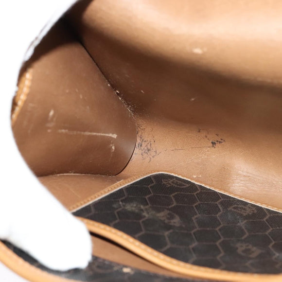 Christian Dior Honeycomb Canvas Chain Shoulder Bag PVC Black Gold Auth 127369