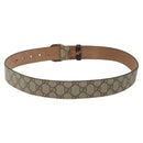 GUCCI Interlocking GG Supreme Belt PVC 39.4"" Beige Gold Auth 127371-3