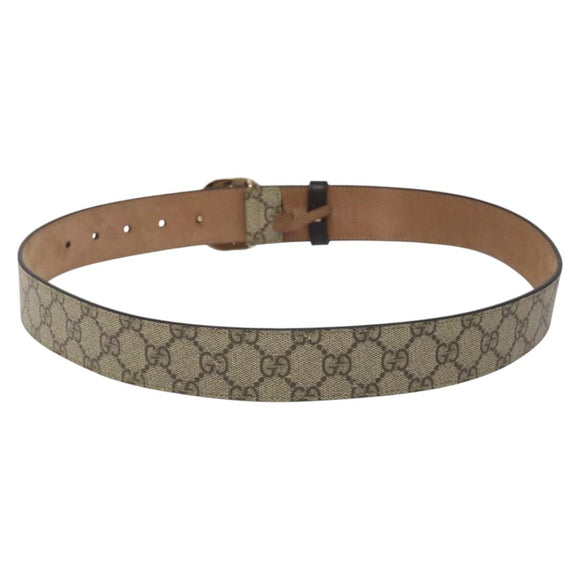 GUCCI Interlocking GG Supreme Belt PVC 39.4"" Beige Gold Auth 127371
