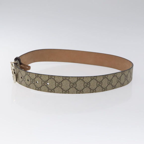 GUCCI Interlocking GG Supreme Belt PVC 39.4"" Beige Gold Auth 127371