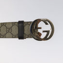 GUCCI Interlocking GG Supreme Belt PVC 39.4"" Beige Gold Auth 127371-7