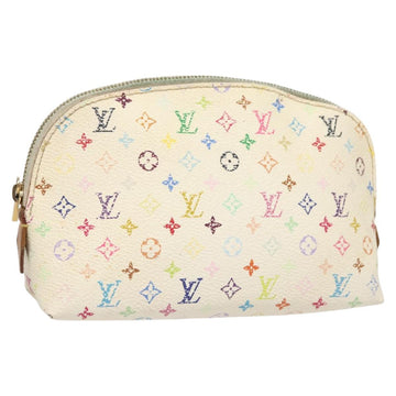 LOUIS VUITTON Monogram Multicolor Pochette Cosmetic White M47354 Auth 127372