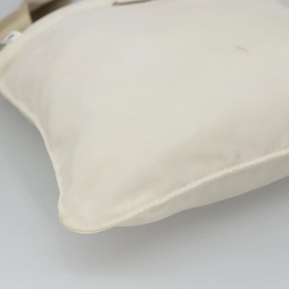 PRADA Shoulder Bag Nylon White Silver Auth 127376