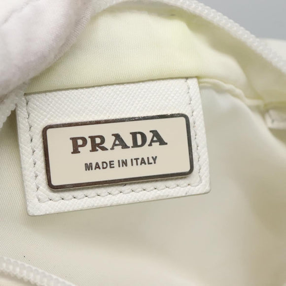 PRADA Shoulder Bag Nylon White Silver Auth 127376