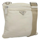PRADA Shoulder Bag Nylon White Silver Auth 127376-1