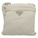 PRADA Shoulder Bag Nylon White Silver Auth 127376-13