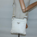PRADA Shoulder Bag Nylon White Silver Auth 127376-23