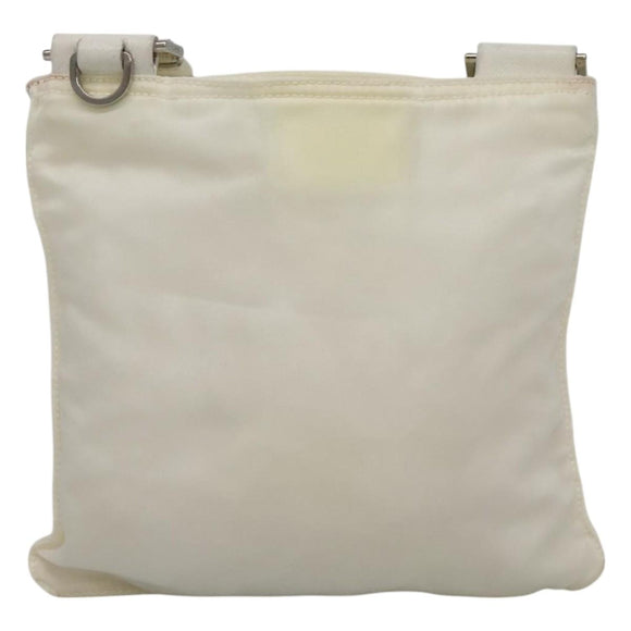 PRADA Shoulder Bag Nylon White Silver Auth 127376