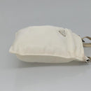 PRADA Shoulder Bag Nylon White Silver Auth 127376-3