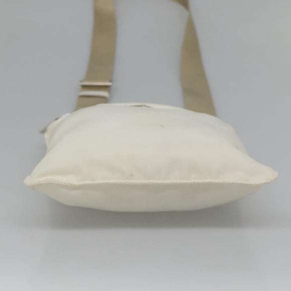 PRADA Shoulder Bag Nylon White Silver Auth 127376