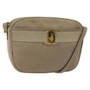 Salvatore Ferragamo Vala Shoulder Bag Suede Beige Gold Auth 127380-1