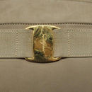 Salvatore Ferragamo Vala Shoulder Bag Suede Beige Gold Auth 127380-15