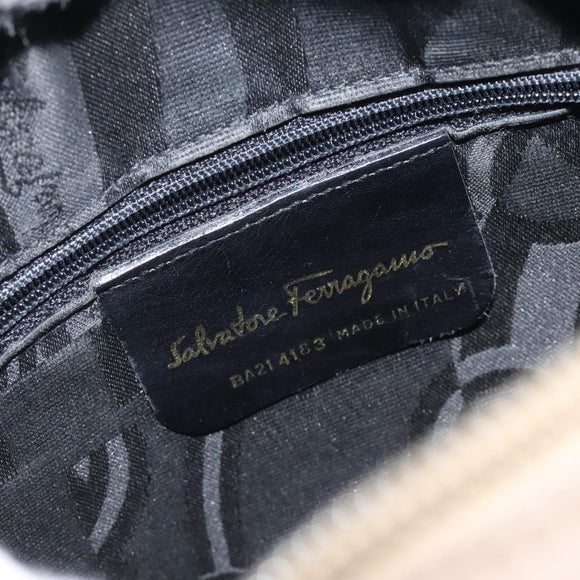 Salvatore Ferragamo Vala Shoulder Bag Suede Beige Gold Auth 127380