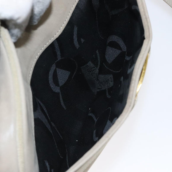 Salvatore Ferragamo Vala Shoulder Bag Suede Beige Gold Auth 127380