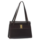 Salvatore Ferragamo Shoulder Bag Leather Brown Gold Auth 127385-1