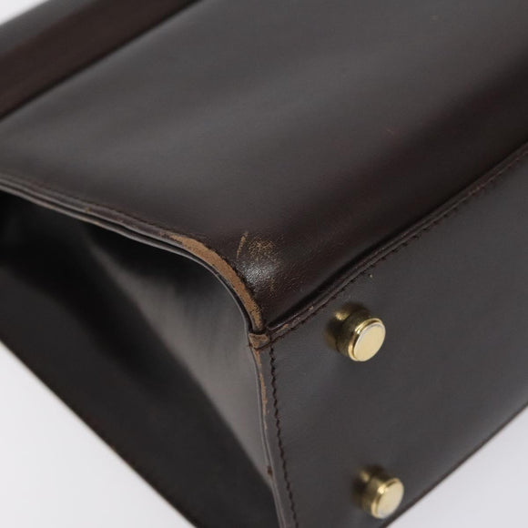 Salvatore Ferragamo Shoulder Bag Leather Brown Gold Auth 127385