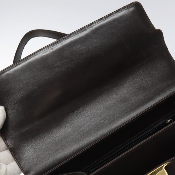 Salvatore Ferragamo Shoulder Bag Leather Brown Gold Auth 127385