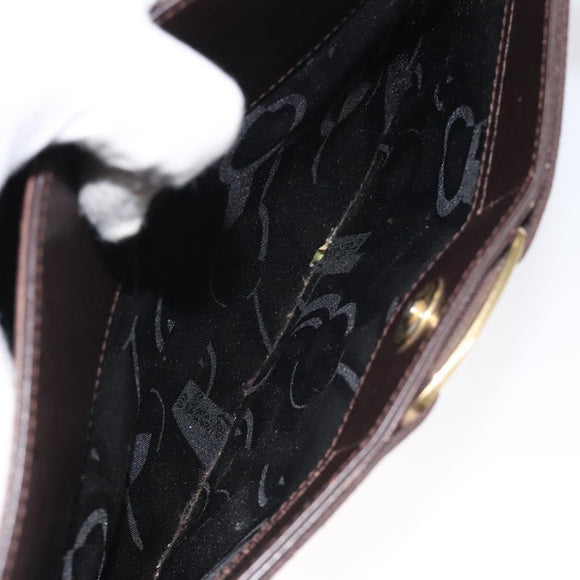 Salvatore Ferragamo Shoulder Bag Leather Brown Gold Auth 127385