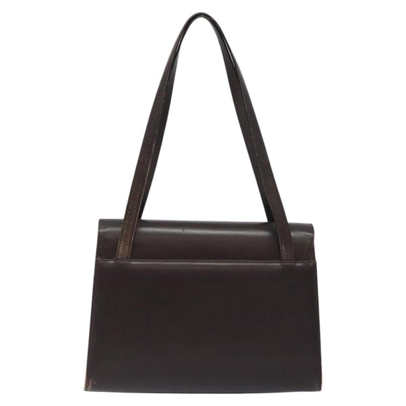 Salvatore Ferragamo Shoulder Bag Leather Brown Gold Auth 127385