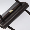 Salvatore Ferragamo Shoulder Bag Leather Brown Gold Auth 127385-6