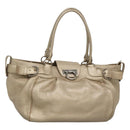 Salvatore Ferragamo Gancini Shoulder Bag Leather Gold Tone Silver Auth 127393-1