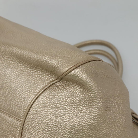 Salvatore Ferragamo Gancini Shoulder Bag Leather Gold Tone Silver Auth 127393