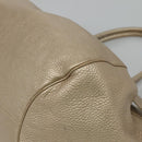Salvatore Ferragamo Gancini Shoulder Bag Leather Gold Tone Silver Auth 127393-12