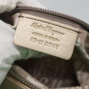 Salvatore Ferragamo Gancini Shoulder Bag Leather Gold Tone Silver Auth 127393-20