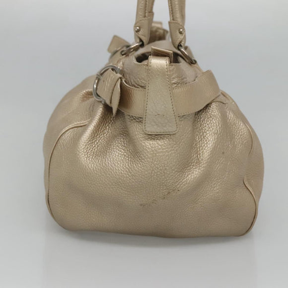 Salvatore Ferragamo Gancini Shoulder Bag Leather Gold Tone Silver Auth 127393