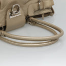 Salvatore Ferragamo Gancini Shoulder Bag Leather Gold Tone Silver Auth 127393-7