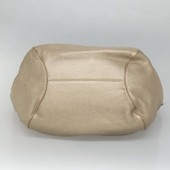 Salvatore Ferragamo Gancini Shoulder Bag Leather Gold Tone Silver Auth 127393