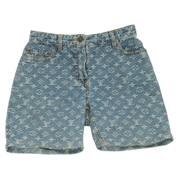 LOUIS VUITTON Monogram Denim Shorts Pants Blue LV Auth 127399M