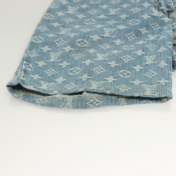 LOUIS VUITTON Monogram Denim Shorts Pants Blue LV Auth 127399M