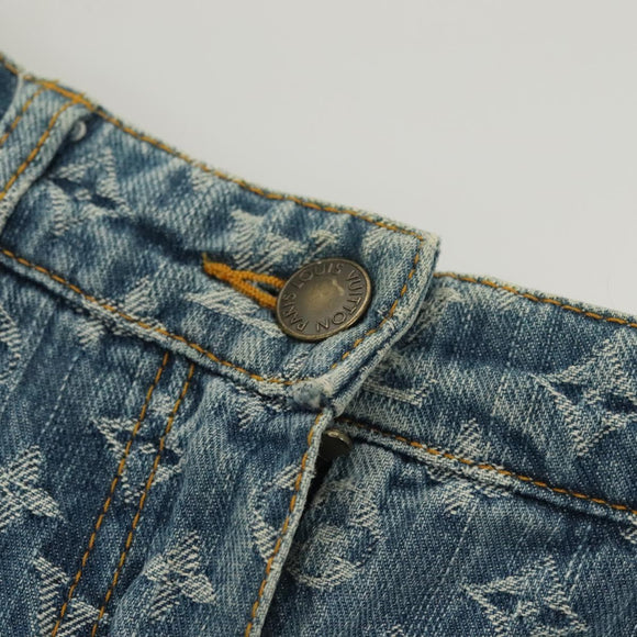 LOUIS VUITTON Monogram Denim Shorts Pants Blue LV Auth 127399M