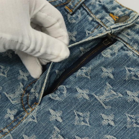 LOUIS VUITTON Monogram Denim Shorts Pants Blue LV Auth 127399M