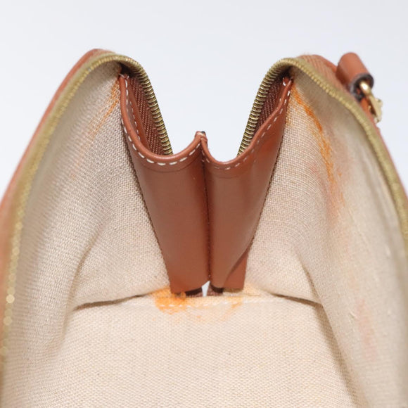 CELINE Triomphe Chain Shoulder Bag Cotton White Navy gold Auth 127401