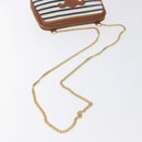 CELINE Triomphe Chain Shoulder Bag Cotton White Navy gold Auth 127401-7