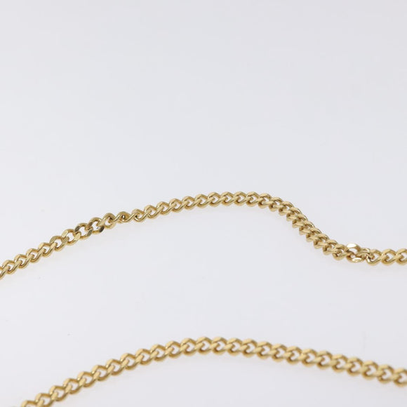 CELINE Triomphe Chain Shoulder Bag Cotton White Navy gold Auth 127401