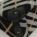 BURBERRY Nova Check Blue Label Tote Bag Wool Black Auth 127403-9