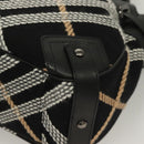 BURBERRY Nova Check Blue Label Tote Bag Wool Black Auth 127403-14