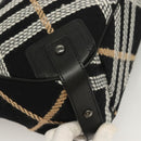 BURBERRY Nova Check Blue Label Tote Bag Wool Black Auth 127403-15